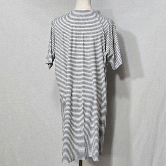 Eileen Fisher Dress Womens Medium Gray Stripe Organic Cotton TShirt Knit Casual - Picture 3 of 9